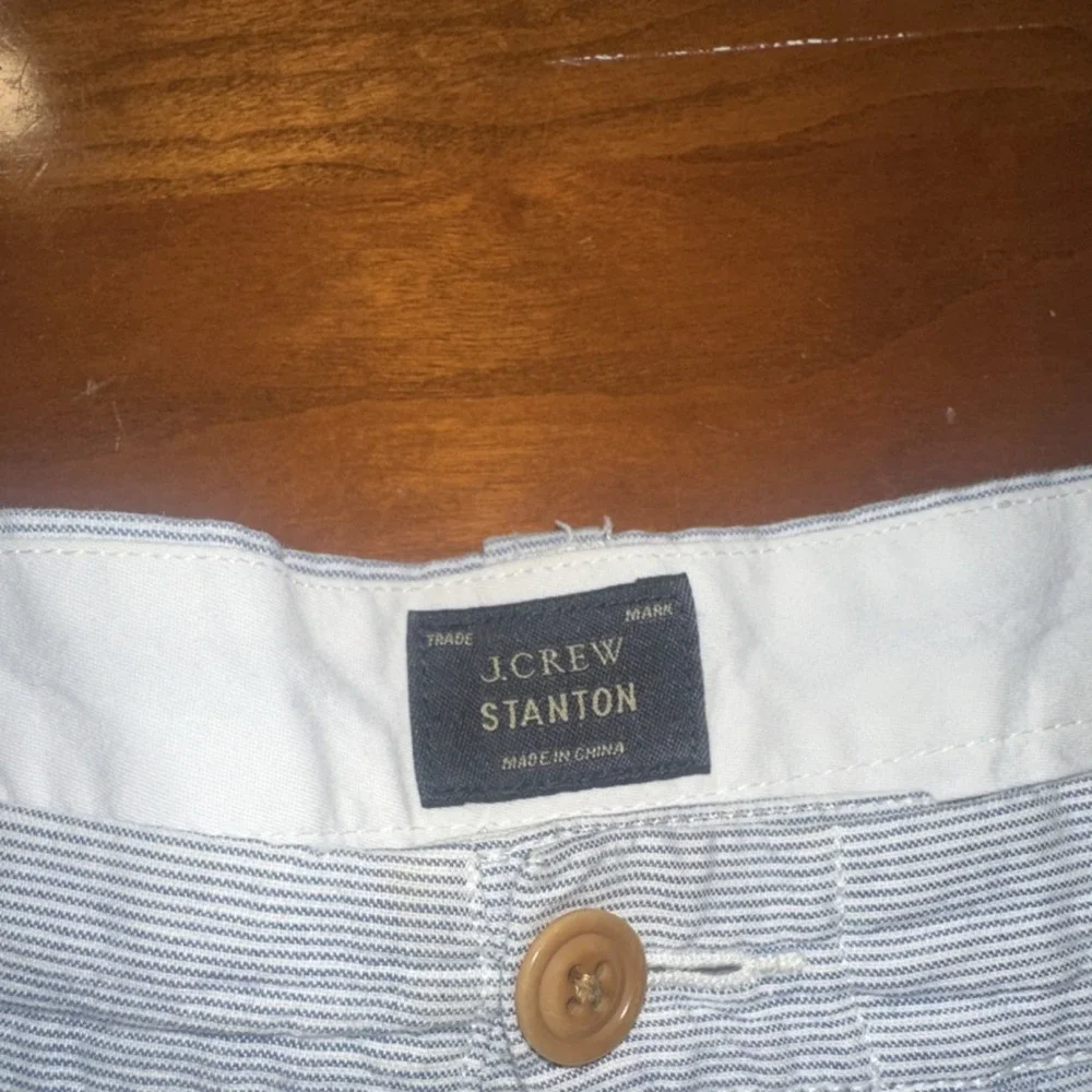 J.CREW Stanton Chino Shorts Light‎ Blue White Stripe Cotton 9